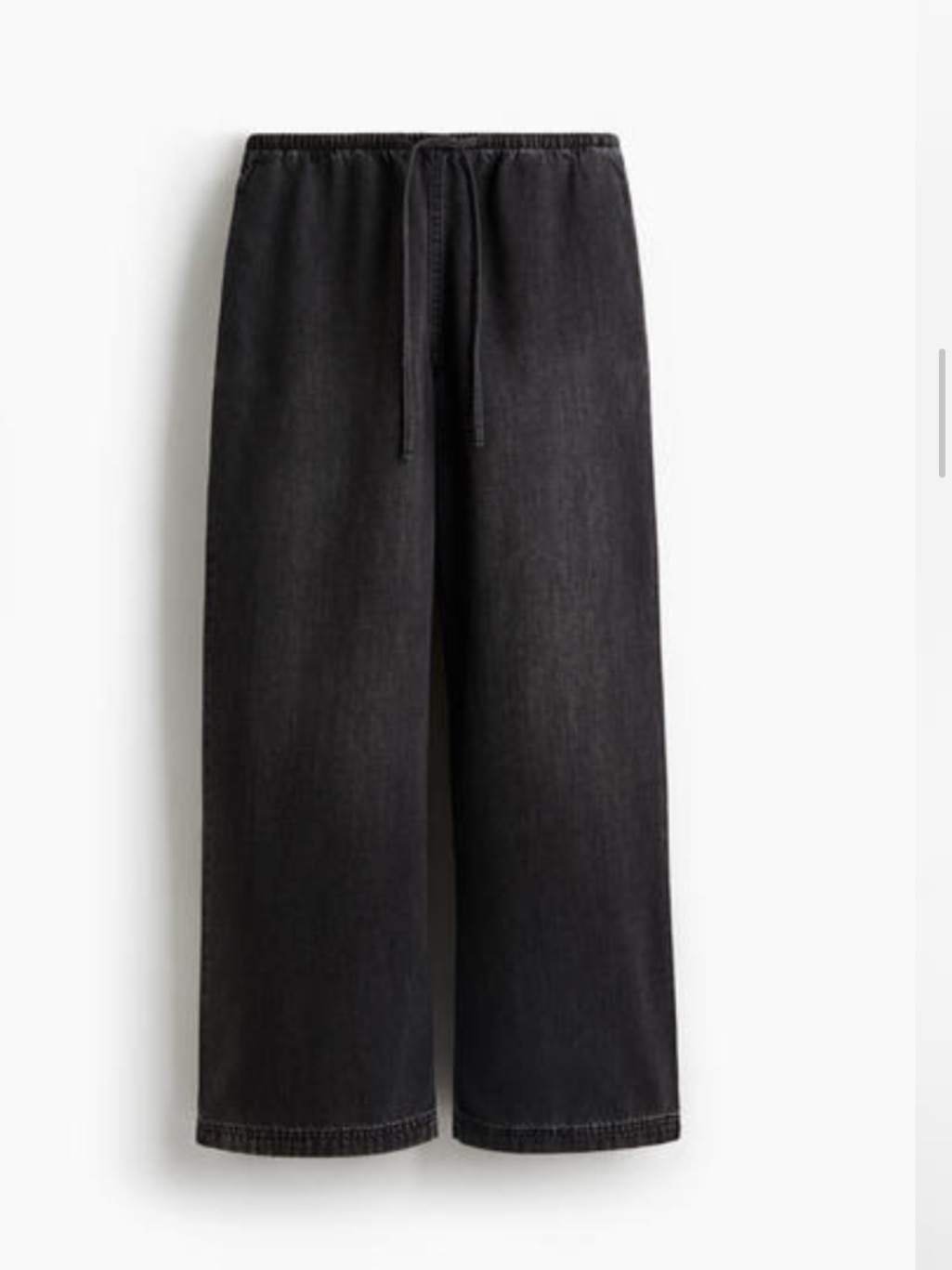 H&M Relaxed Wide-Leg Drawstring Jeans - Black